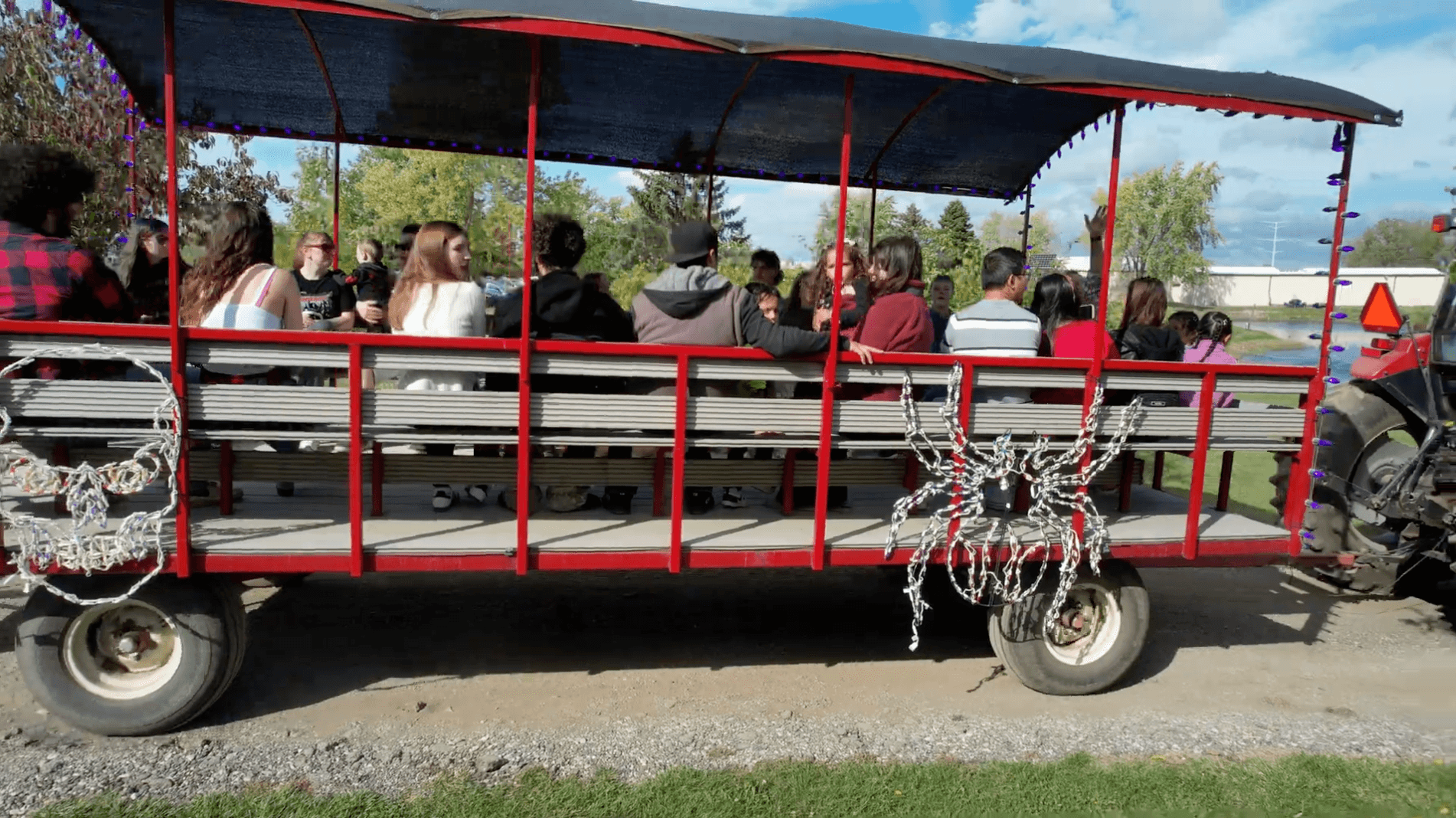 Families enjoying the hayride